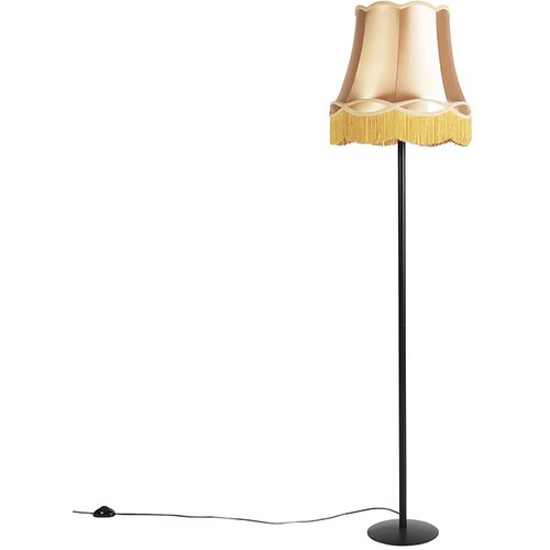 QAZQA Retro stoječa svetilka črna z zlatim odtenkom babice 45 cm - Simplo Slike