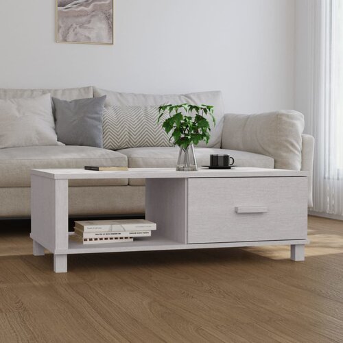 vidaXL Klubska mizica bela 100x55x35 cm trdna borovina Cene