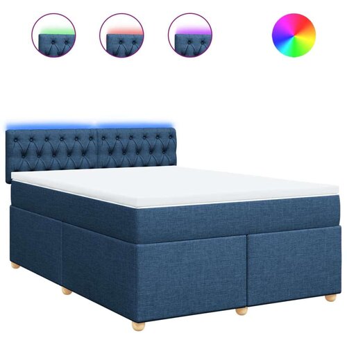 VidaXL Krevet s oprugama i madracem plavi 140 x 190 cm od tkanine Slike