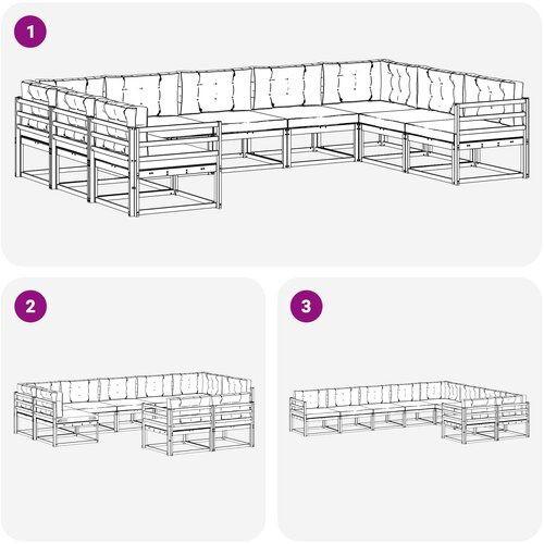  Set vanjskih sofa s jastukom 9 pcs Bijela i bež Slike