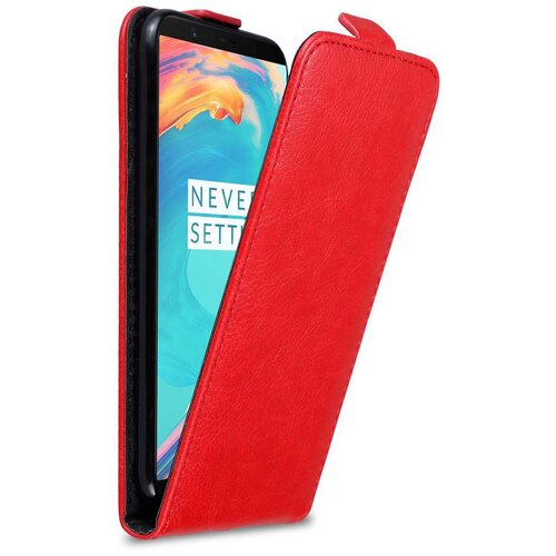 Cadorabo Ohišje, združljivo z OnePlus 5T v rdeče jabolko - Zaščitni ovitek v obliki flipa z magnetnim zapiranjem, (20558878) Cene