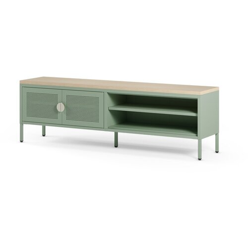 Marckeric Mentolno zelena/v naravni barvi kovinska TV omarica 160x50x35 cm Sayla &amp;ndash; Slike