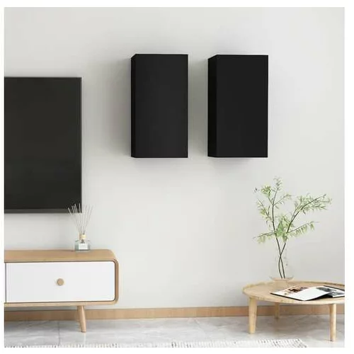  TV omarica 2 kosa črna 30,5x30x60 cm iverna plošča