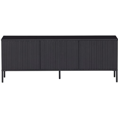 WOOOD Crna TV komoda od masivnog bora 150x56 cm Gravure &amp;ndash; Slike