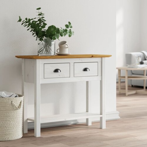 Maison Chic konzolna miza - miza ob steni BODO rjava 91x35x74 cm trdna borovina, (21786219) Slike