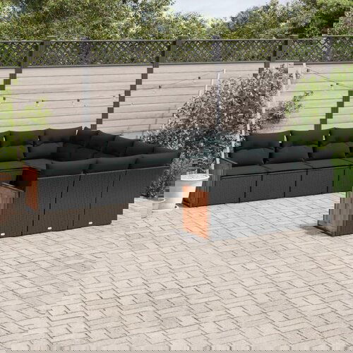 vidaXL 11-dijelni set vrtnih sofa od poliratana s jastucima crni Cijene