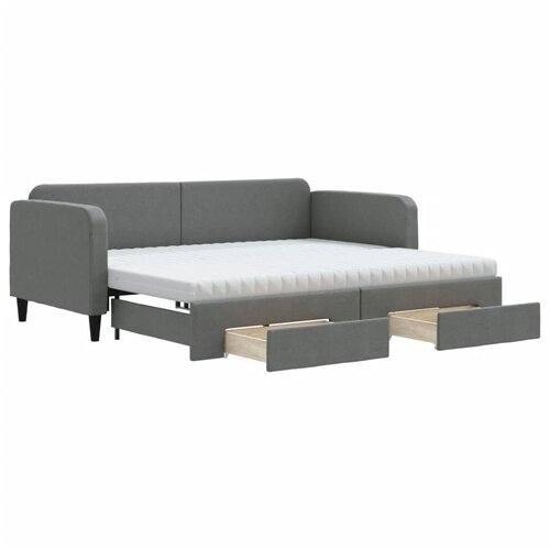 vidaXL izvlečna dnevna postelja s predali temno siva 90x190 cm blago, (20936889) Cene