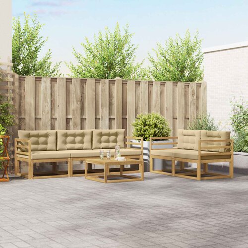  Set vanjskih sofa s jastukom 6 pcs Bijela i bež Cene