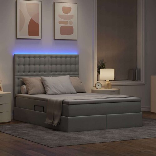 Krevet S LED lampica Svijetlo siva 140 x 190 cm tkanina Slike