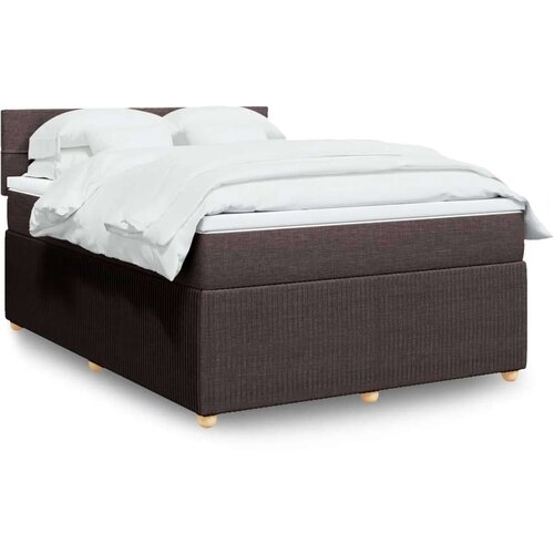  Krevet s oprugama i madracem tamnosmeđi 140 x 190 cm od tkanine Slike