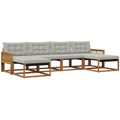 vidaXL Zunanja garnitura za sedenje 6 pcs Naravna in svetlo siva, (5000282271) Cene