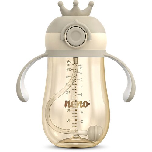 Neno MIO 2 steklenička s slamico Crown 280 ml, rjava Slike