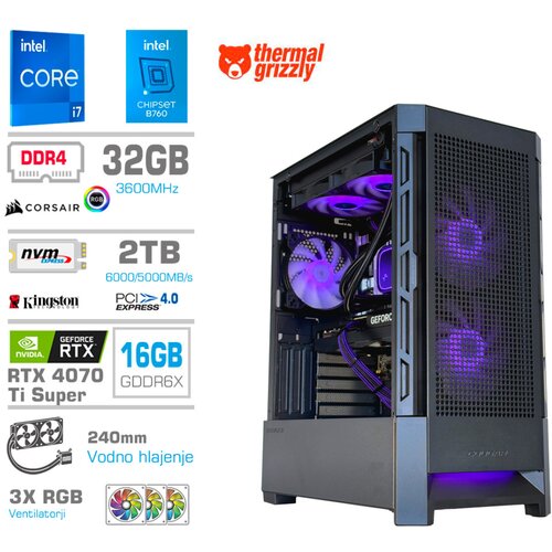 MEGA Računalnik MT S8 i7-14700K/RTX4070Ti Super/32GB/2TB-4.0/750W/Brez OS/črna RGB + Estetski napajalni kabli [Vijola / Črna], (22097702) Cene