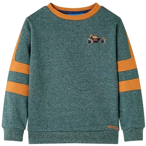 vidaXL Otroški pulover temno zelena melange 104