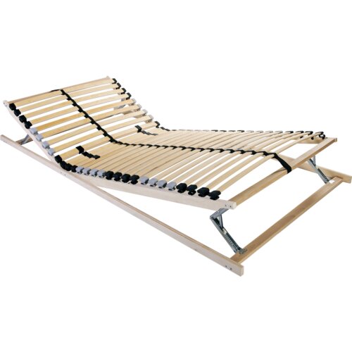 vidaXL Lamelni podstavek Črna in siva 90 x 190 cm Les in kovina Cene