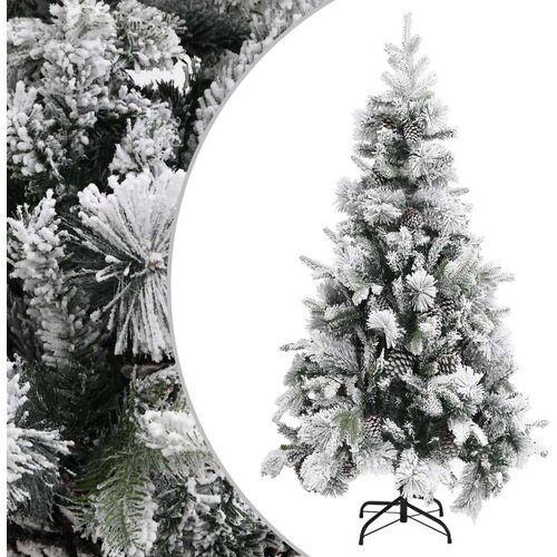 vidaXL Novoletna jelka s snegom in storži 225 cm PVC in PE Cene
