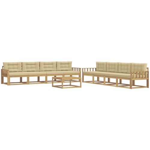  Set vanjskih sofa 9 kom. Bijela i bež Poliester Slike