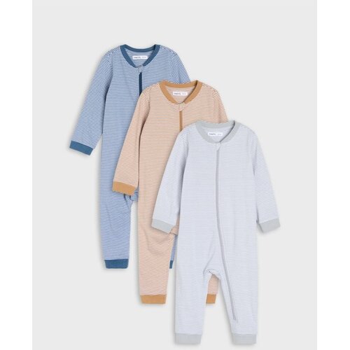 Sinsay Pamučni prugasti kombinezoni za bebe 3 pack Slike