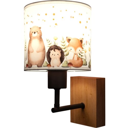 Brilagi Zidna lampa BOBO WOOD 1xE27/25W/230V hrast/crna/bela/životinje Slike