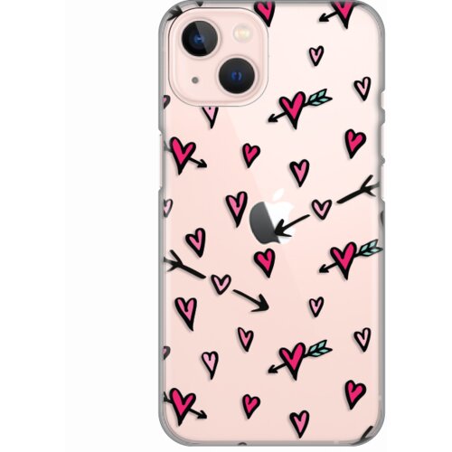 Silikonska maska za iPhone 13 6.1 Hearts Pattern Print Skin providna Slike