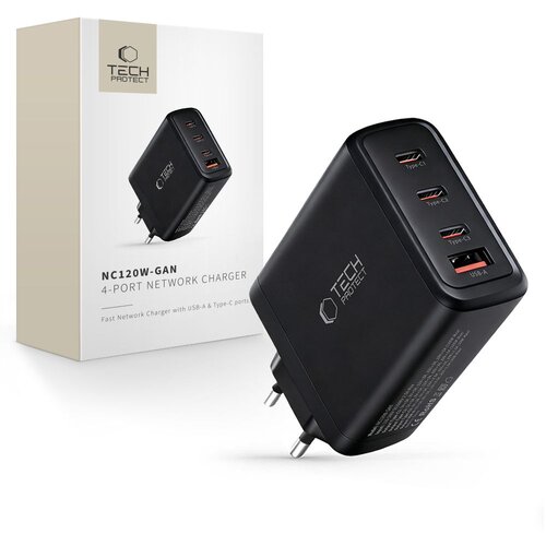 TECH-PROTECT NC120W-GAN 4-PORTNI OMREŽNI POLNILEC 120 W ZA TELEFONE S QC3.0, (5000259928) Cene