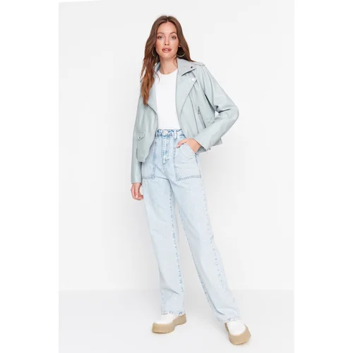 Trendyol Blue Pocket Detailed High Waist 90's Wide Leg Jeans