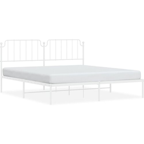 VidaXL Kovinski posteljni okvir z vzglavjem bel 160x200 cm, (20905622) Slike