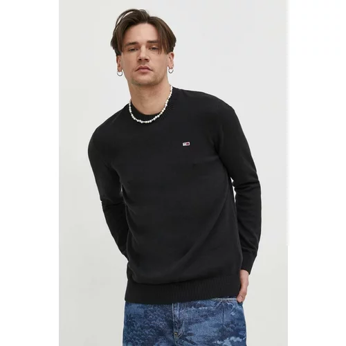 Tommy Jeans Pamučni pulover boja: crna