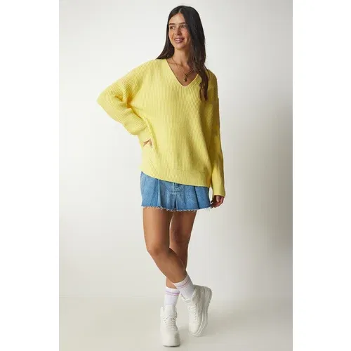 Happiness İstanbul Sweater - Yellow - Oversize