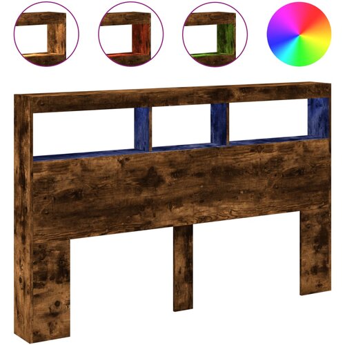 VidaXL Omarica za vzglavje postelje LED dimljeni hrast 160x17x102 cm, (21081642) Slike