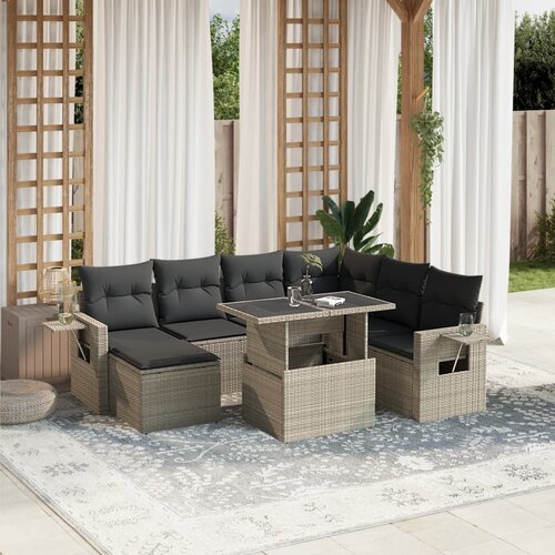 vidaXL 8-dijelni set vrtnih sofa od poliratana s jastucima svjetlosivi Cijene