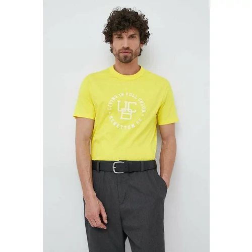 United Colors Of Benetton Pamučna majica boja: žuta, s tiskom