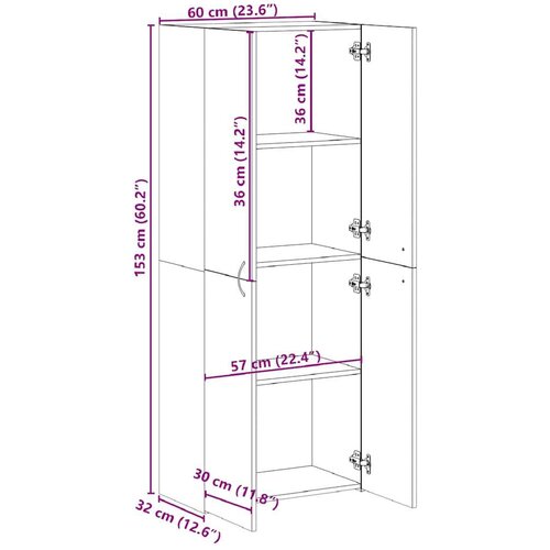 VidaXL omara za dokumente Grey Sonoma 60x32x153 cm iz umetnega lesa Slike
