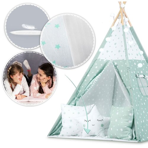 Nukido Teepee &amp;scaron;ator za djecu s svjetlima - boja mente Slike