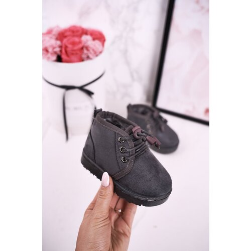 Boto Children's Lace-up Snow Boots Insulated With Fur Grey Hunter Cene