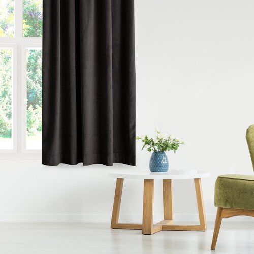 Restilo Crna zavjesa za djelomično zamračenje od samta 140x245 cm Eyelets &amp;ndash; Slike