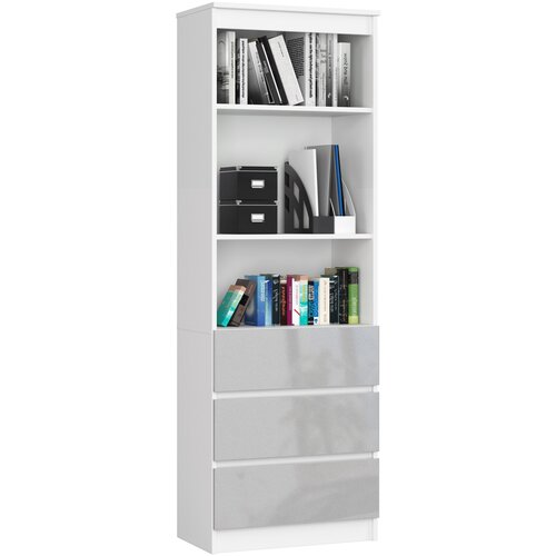 AKORD POLICA ZA PISARNO R 60 cm CLP 3 Predali 2 Police BELO / METALNI SJAJ, (21714266) Slike