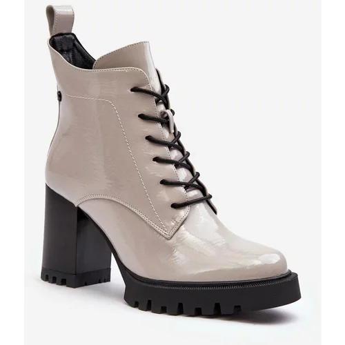 Kesi Patented, insulated high-heeled shoes, light grey S.Barski