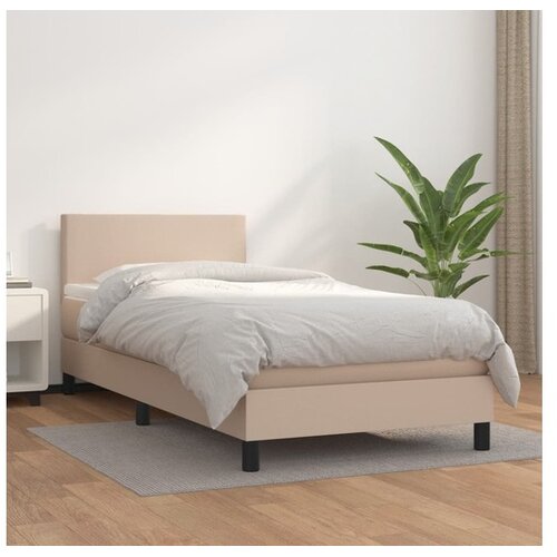  Box spring postelja z vzmetnico kapučino 100x200cm umetno usnje Cene