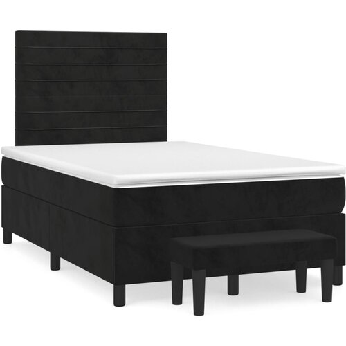 VidaXL Box spring postelja z vzmetnico črna 120x190 cm žamet Slike