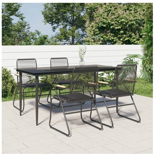 vidaXL 5-dijelni vrtni blagovaonski set od PVC ratana crni Cene