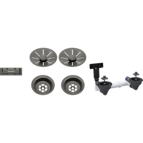 Blanco pribor SATIN DARK STEEL InFino set 2x3,5" za dva korita (čašice, InFino ukrasna rozete, C-overflow preljev komplet), bez dalj.upr. Cijene
