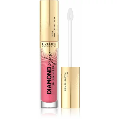 Eveline Cosmetics Diamond Glow bleščeči sijaj za ustnice s hialuronsko kislino odtenek 09 Peach Dream 4,5 ml