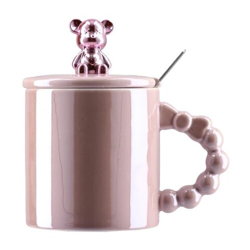  Moka, šolja sa poklopcem, keramička, meda, roze, 350ml Cene