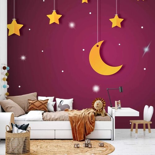  Foto tapeta - Skyline - violet night sky landscape with stars for children 200x140 Premium Cene