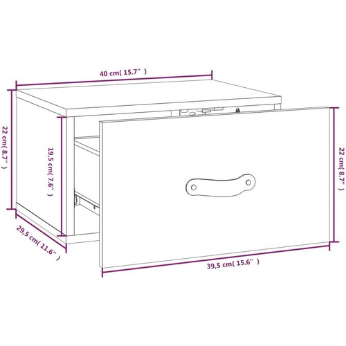 VidaXL Zidni noćni ormarić sivi 40 x 29,5 x 22 cm Slike