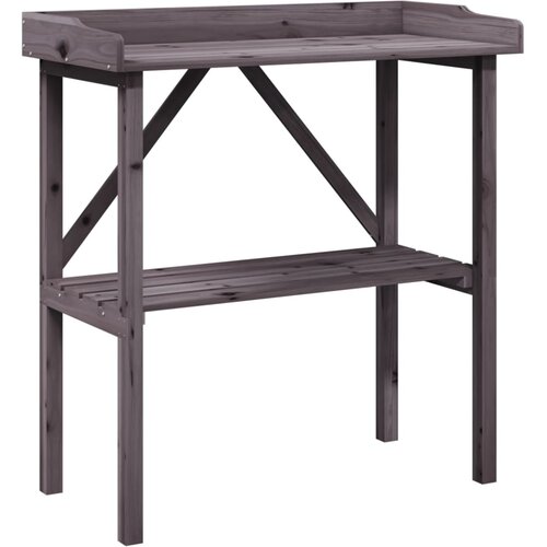  Stol za biljke s policom sivi 78x38x82,5 cm masivna jelovina Slike