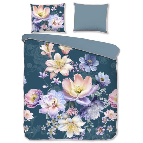 Descanso Plava posteljina za bračni krevet/za produženi krevet od pamučnog satena 200x220 cm Mirery – Cene