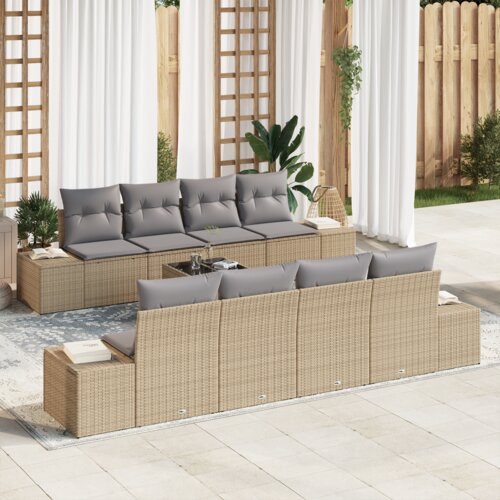 vidaXL 9-delni set vrtnih sofa z blazinami bež poli ratan Cene