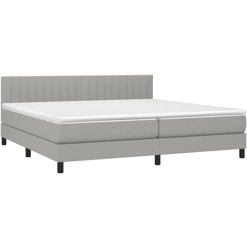  Krevet s oprugama i madracem svjetlosivi 200 x 200cm od tkanine Slike